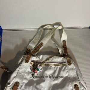 LeSportsac White and Tan Shoulder Bag